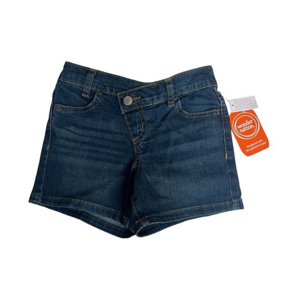 Wonder Nation Size 6 - 6X Girls 2pcs Yellow Top And Blue Denim shorts Set Peplum - Picture 4 of 11